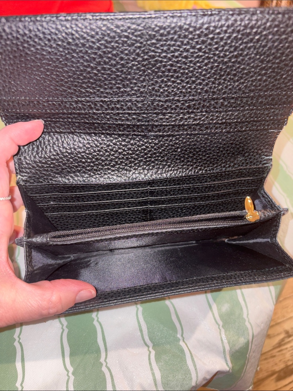 Classic Dior Black Textured Leather Wallet with Gold 'D' Hardware - Picture 4 of 5